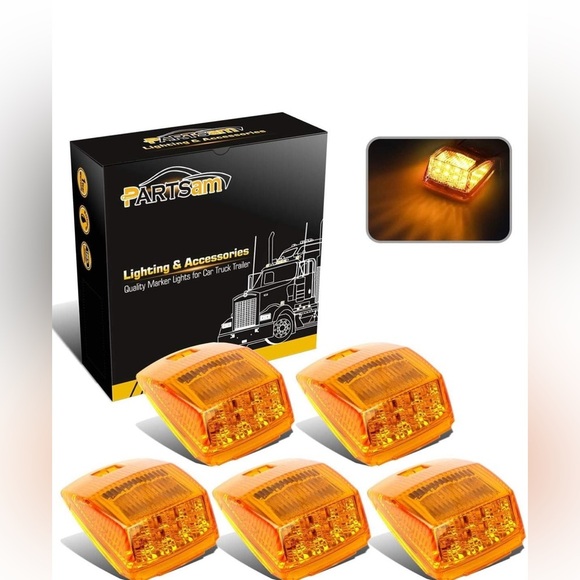 Partsam Super Bright Amber Yellow LED Cab Marker Light Peterbilt Kenworth Intern - Picture 4 of 4